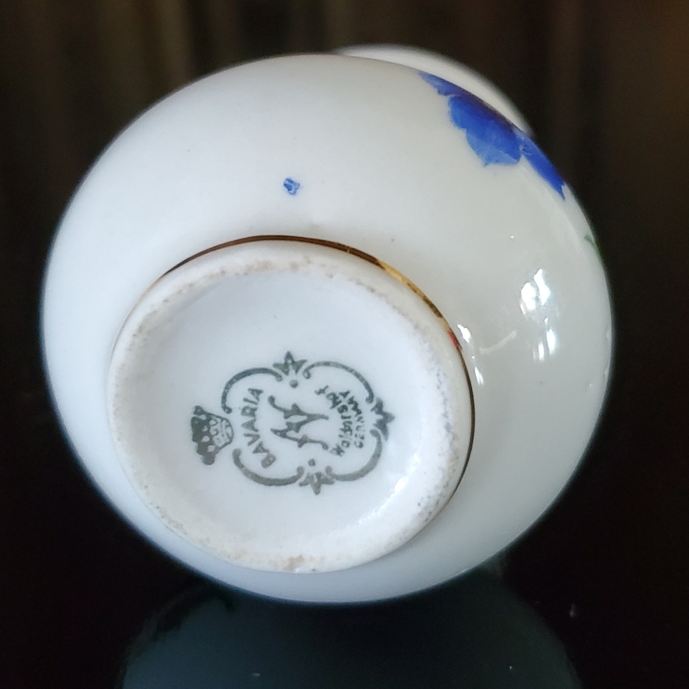 Vntg Bavarian Blue 💙 Gentian Flower 2 1/2" Bud Vase Toothpick Holder Germany - Picture 7 of 13